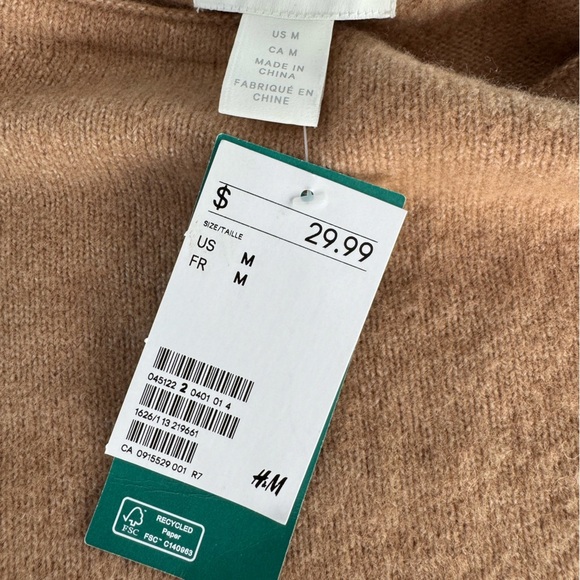 H&M Tan Wool Blend Sweater Blouse - New with Tags - Picture 3 of 5